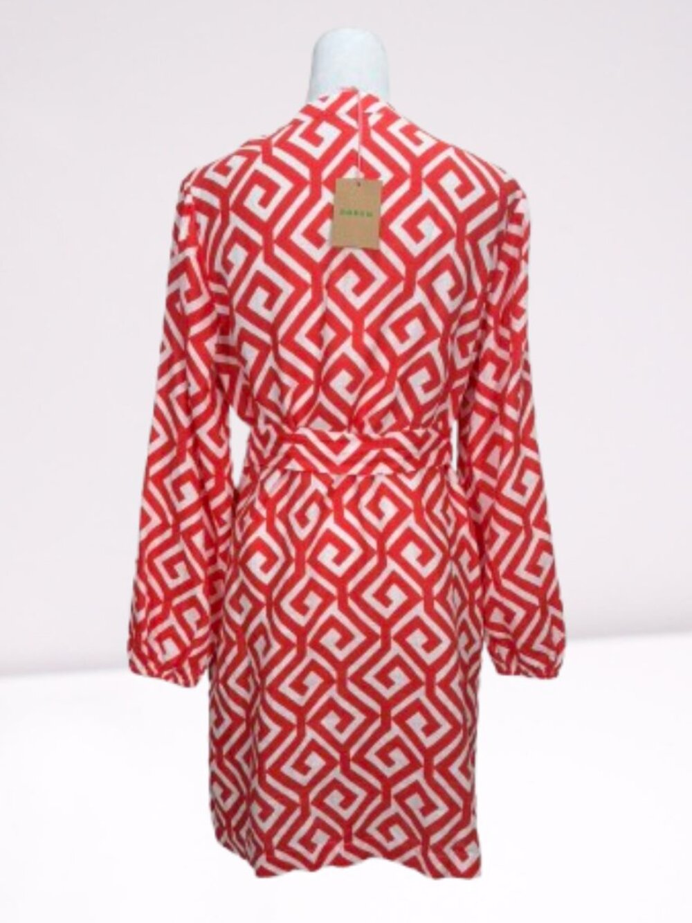 Boden NEW Red Cleo 100% Linen Tie Waist Long Sleeve Dress Size 8R - Picture 6 of 9